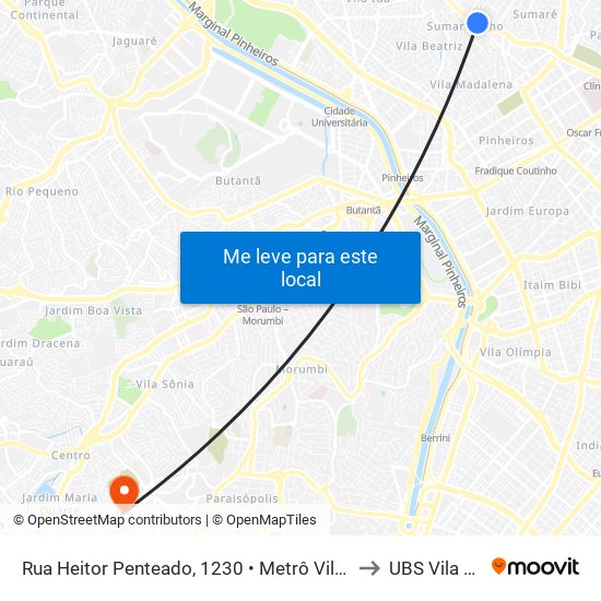 Rua Heitor Penteado, 1230 • Metrô Vila Madalena to UBS Vila Praia map