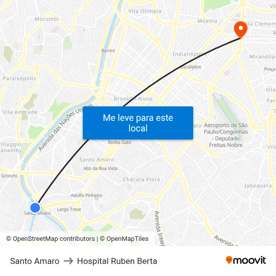 Santo Amaro to Hospital Ruben Berta map