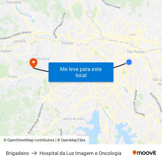 Brigadeiro to Hospital da Luz Imagem e Oncologia map