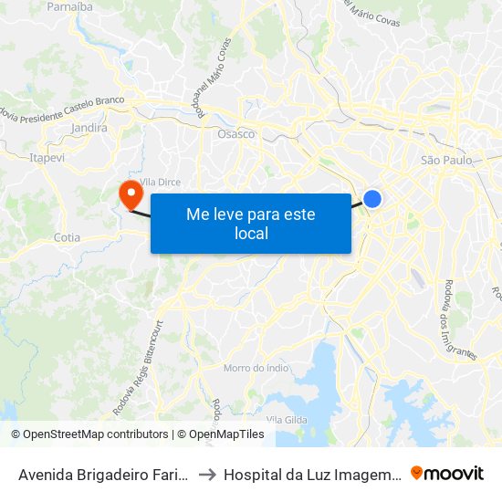 Avenida Brigadeiro Faria Lima 1775 to Hospital da Luz Imagem e Oncologia map