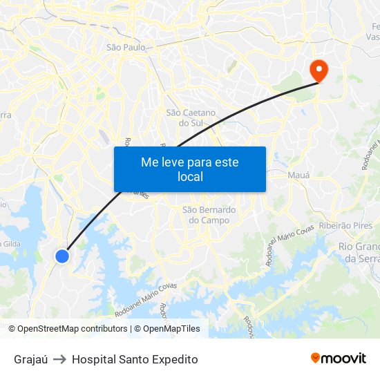 Grajaú to Hospital Santo Expedito map