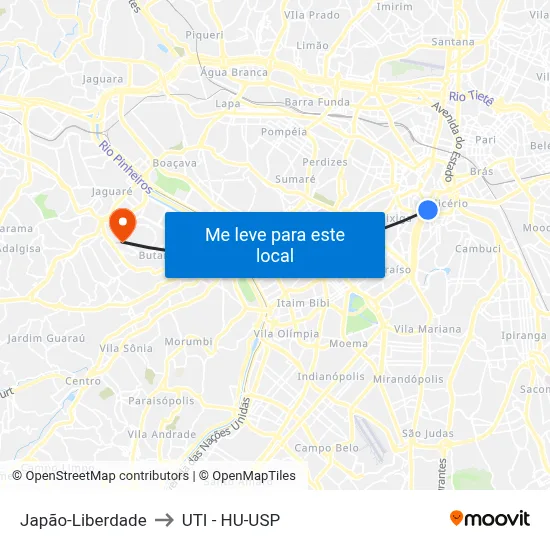 Japão-Liberdade to UTI - HU-USP map