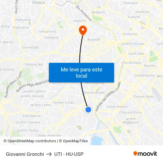 Giovanni Gronchi to UTI - HU-USP map