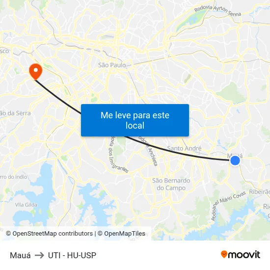 Mauá to UTI - HU-USP map