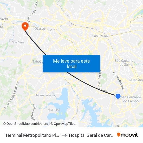 Terminal Metropolitano Piraporinha to Hospital Geral de Carapicuiba map