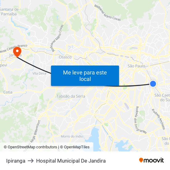 Ipiranga to Hospital Municipal De Jandira map