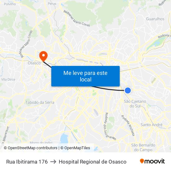 R. Ibitirama, 183 to Hospital Regional de Osasco map