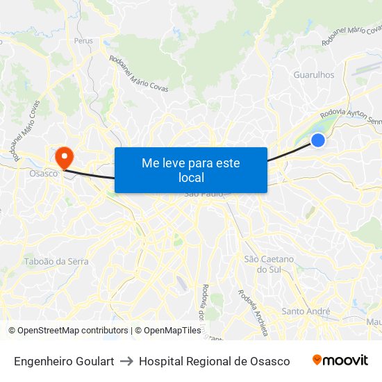 Engenheiro Goulart to Hospital Regional de Osasco map