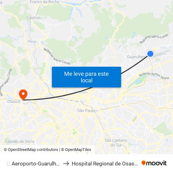 ✈️ Aeroporto-Guarulhos to Hospital Regional de Osasco map