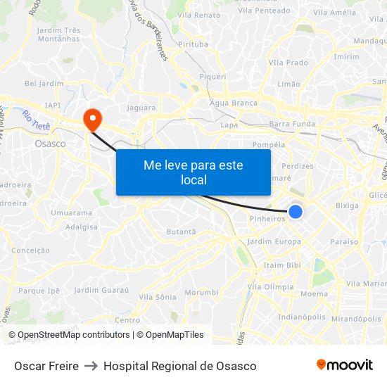 Oscar Freire to Hospital Regional de Osasco map