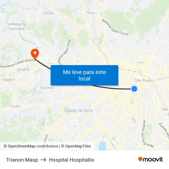 Trianon-Masp to Hospital Hospitallis map