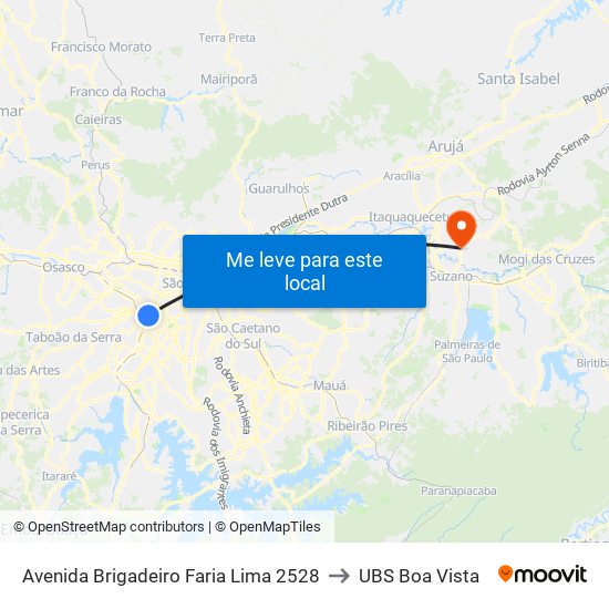Avenida Brigadeiro Faria Lima 2528 to UBS Boa Vista map