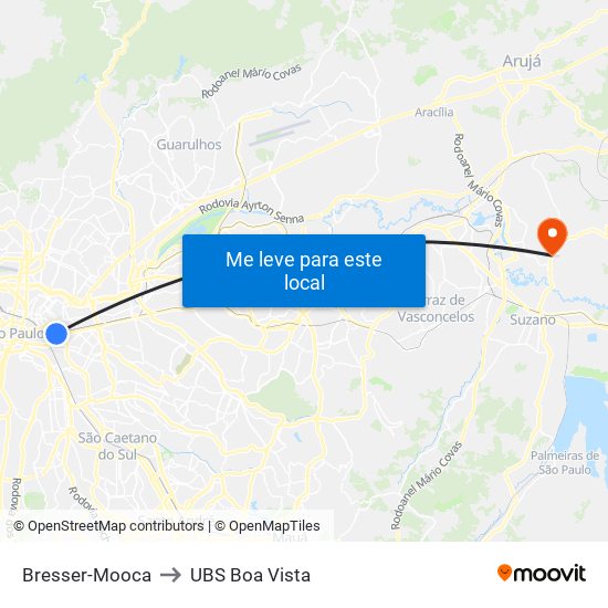 Bresser-Mooca to UBS Boa Vista map