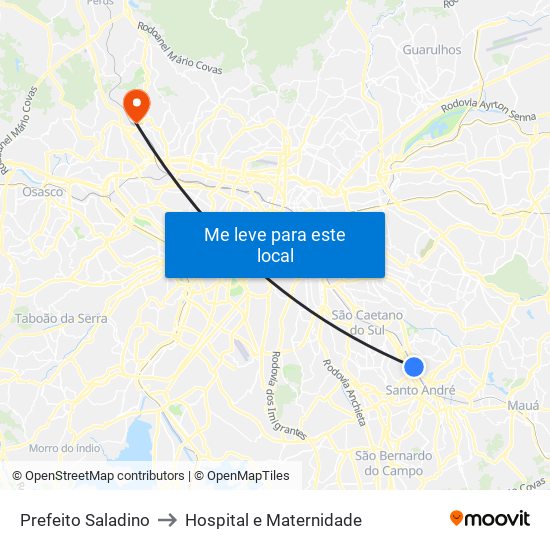 Prefeito Saladino to Hospital e Maternidade map