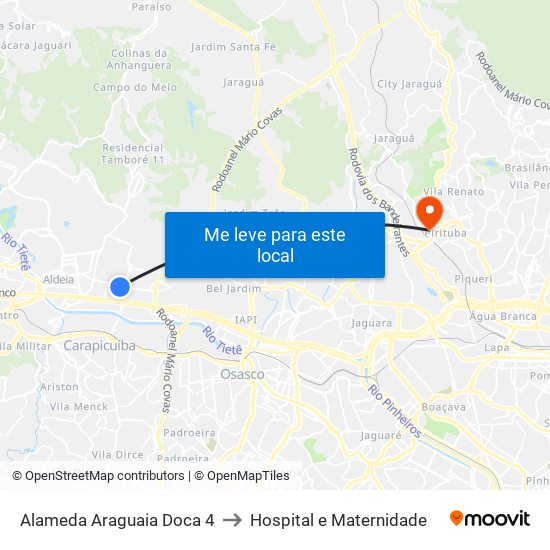 Alameda Araguaia Doca 4 to Hospital e Maternidade map