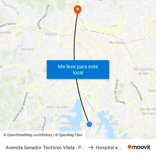 Avenida Senador Teotônio Vilela - Parada Rodrigues Vilares C/B to Hospital e Maternidade map
