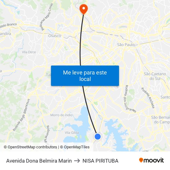 Avenida Dona Belmira Marin to NISA PIRITUBA map