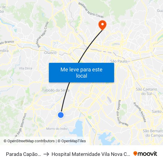 Parada Capão Redondo I to Hospital Maternidade Vila Nova Cachoeirinha - Pré Parto map