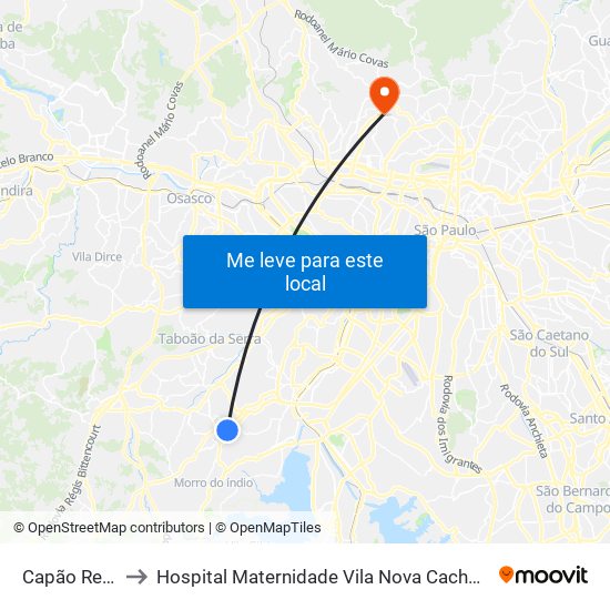 Capão Redondo to Hospital Maternidade Vila Nova Cachoeirinha - Pré Parto map