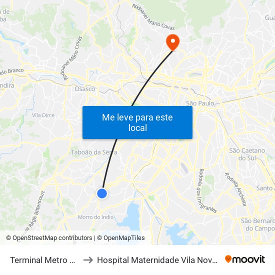 Terminal Metro Capão Redondo to Hospital Maternidade Vila Nova Cachoeirinha - Pré Parto map