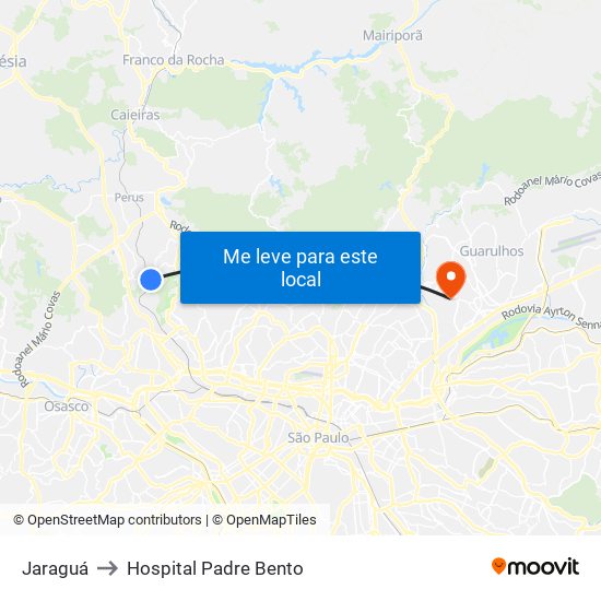 Jaraguá to Hospital Padre Bento map