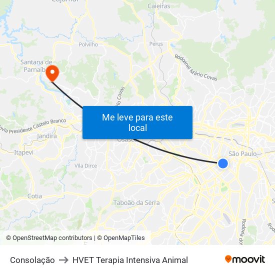 Consolação to HVET Terapia Intensiva Animal map