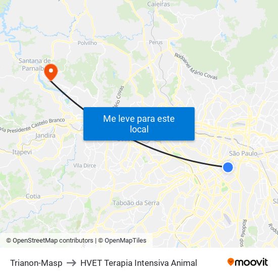 Trianon-Masp to HVET Terapia Intensiva Animal map