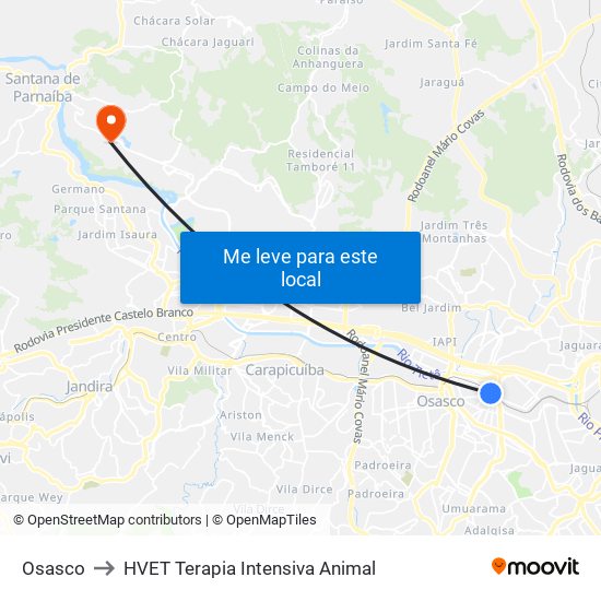 Osasco to HVET Terapia Intensiva Animal map