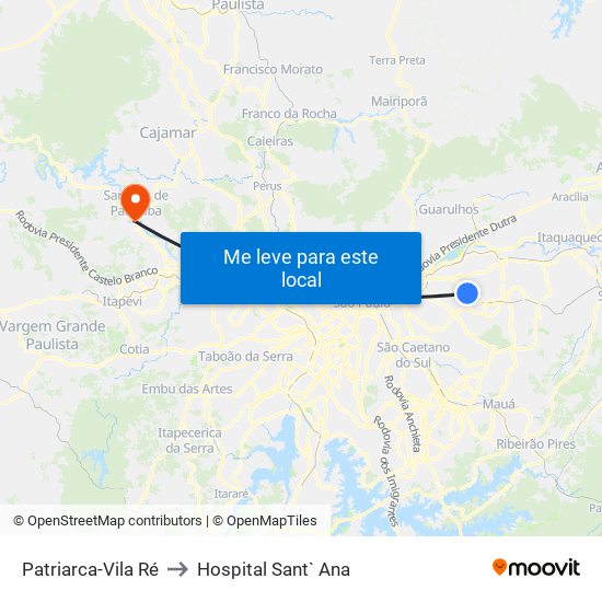 Patriarca-Vila Ré to Hospital Sant` Ana map