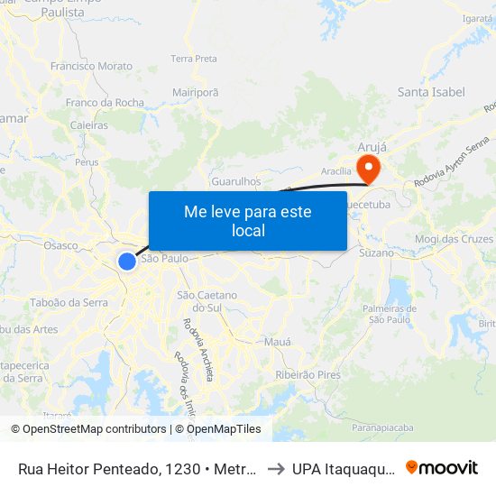 Rua Heitor Penteado, 1230 • Metrô Vila Madalena to UPA Itaquaquecetuba map