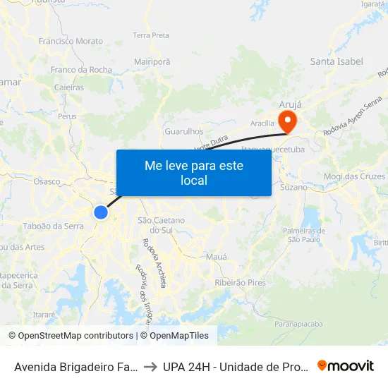 Avenida Brigadeiro Faria Lima 2528 to UPA 24H - Unidade de Pronto Atendimento map