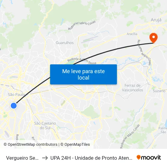 Vergueiro Sebrae to UPA 24H - Unidade de Pronto Atendimento map
