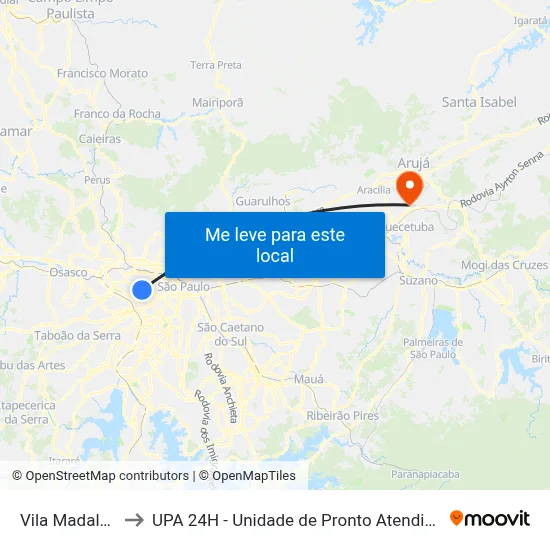 Vila Madalena to UPA 24H - Unidade de Pronto Atendimento map