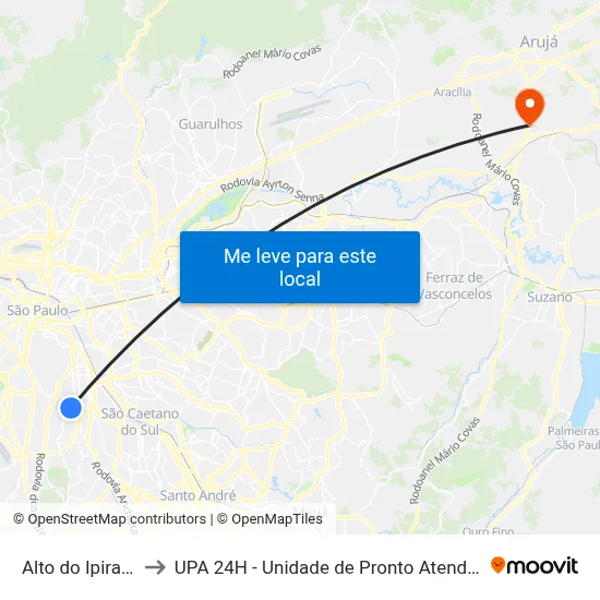 Alto do Ipiranga to UPA 24H - Unidade de Pronto Atendimento map