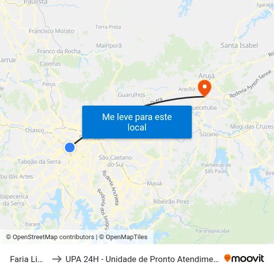 Faria Lima to UPA 24H - Unidade de Pronto Atendimento map