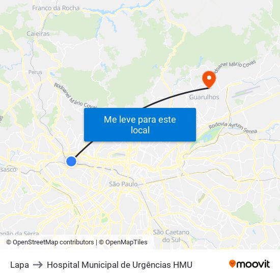 Lapa to Hospital Municipal de Urgências HMU map