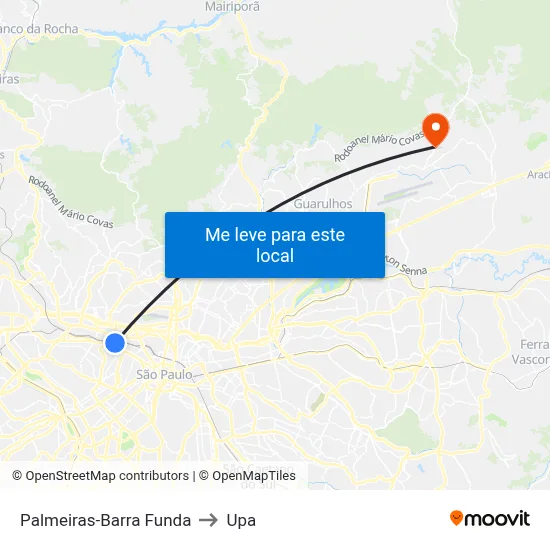 Palmeiras-Barra Funda to Upa map