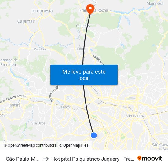 São Paulo-Morumbi to Hospital Psiquiatrico Juquery - Franco da Rocha map