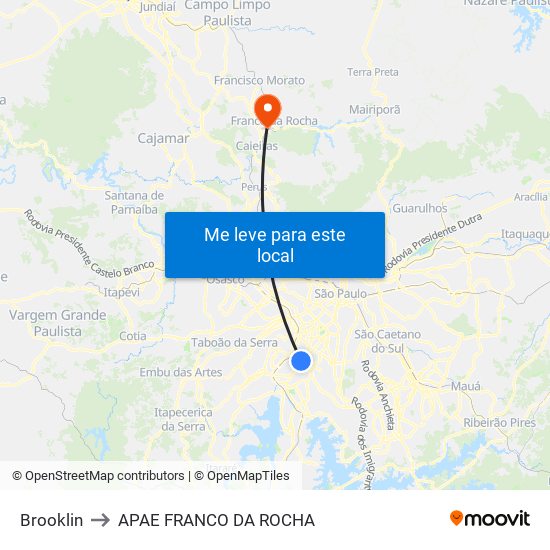 Brooklin to APAE FRANCO DA ROCHA map