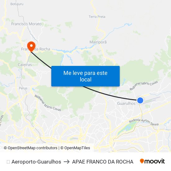 ✈️ Aeroporto-Guarulhos to APAE FRANCO DA ROCHA map