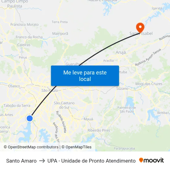 Santo Amaro to UPA - Unidade de Pronto Atendimento map