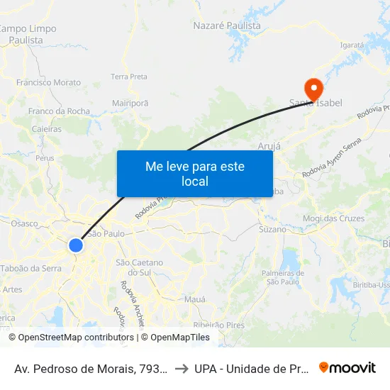 Av. Pedroso de Morais, 793 - Pinheiros, São Paulo to UPA - Unidade de Pronto Atendimento map