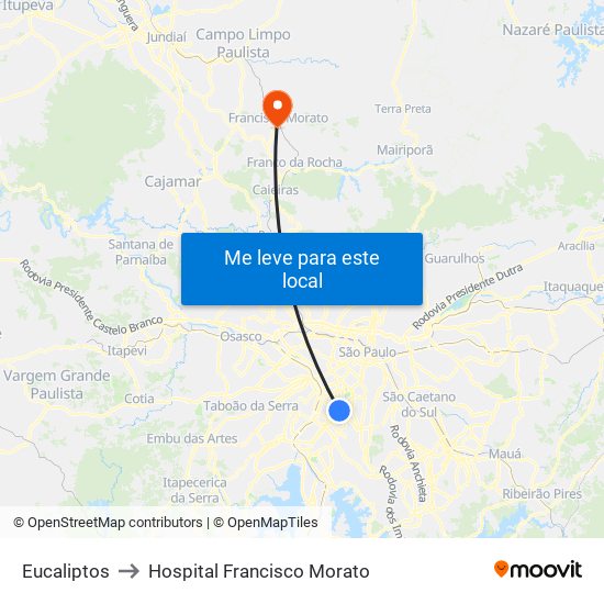 Eucaliptos to Hospital Francisco Morato map