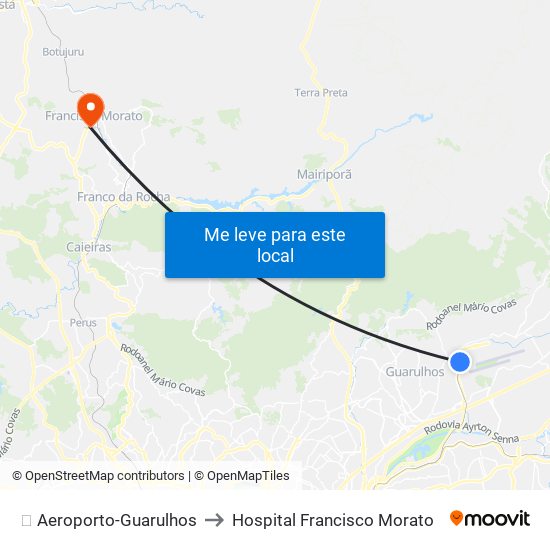 ✈️ Aeroporto-Guarulhos to Hospital Francisco Morato map