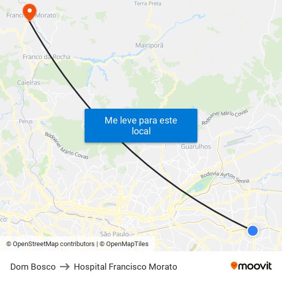 Dom Bosco to Hospital Francisco Morato map