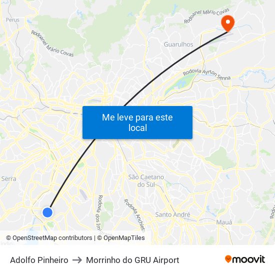 Adolfo Pinheiro to Morrinho do GRU Airport map