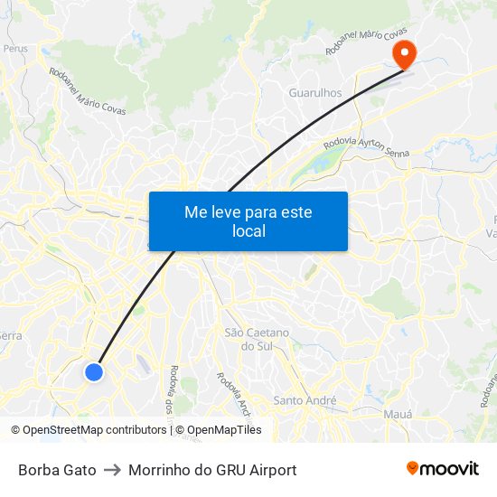 Borba Gato to Morrinho do GRU Airport map