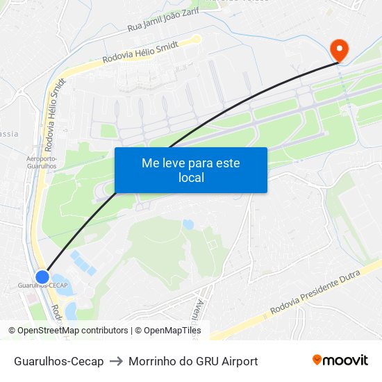Guarulhos-Cecap to Morrinho do GRU Airport map