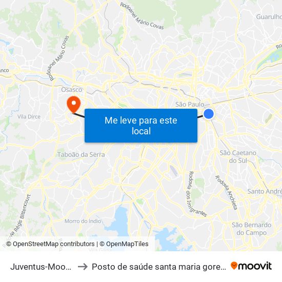 Juventus-Mooca to Posto de saúde santa maria goretti map