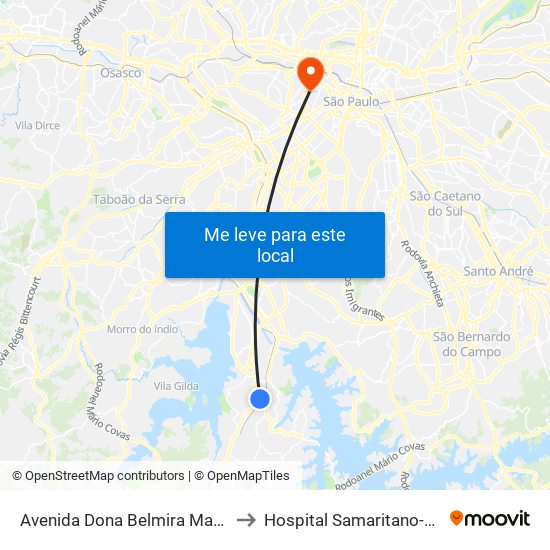 Avenida Dona Belmira Marin to Hospital Samaritano-PS map
